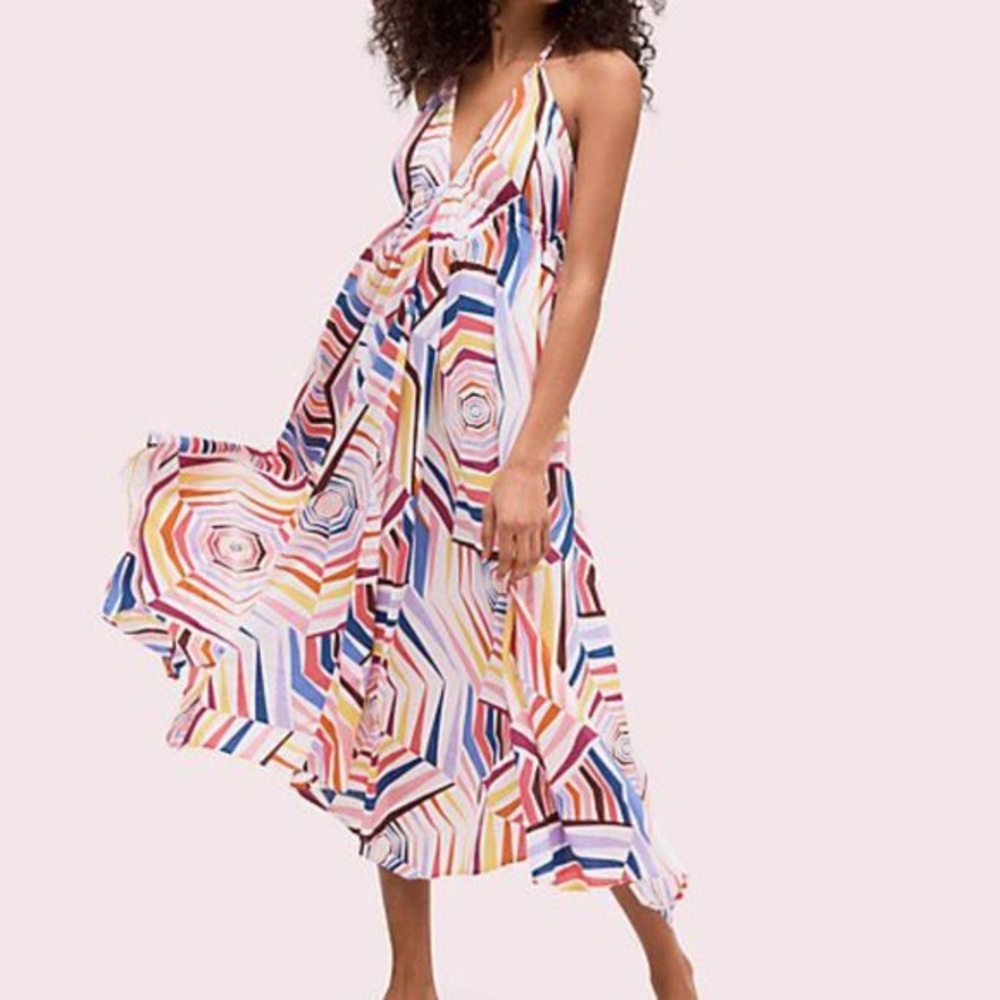 Kate Spade geobrella halter v-neck cover up dress